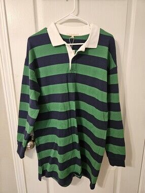 Copper Key Rugby Stripe Polo Dress Green Navy Size Medium NWT